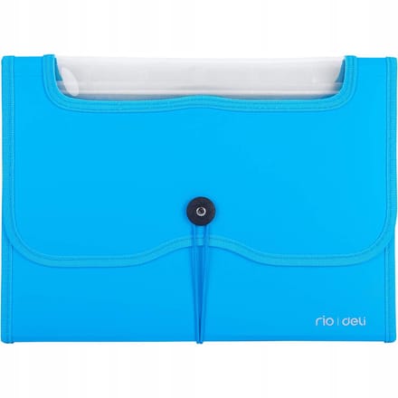 Deli Rio Map met Elastiek, 13 Vakken, Blauw, A4