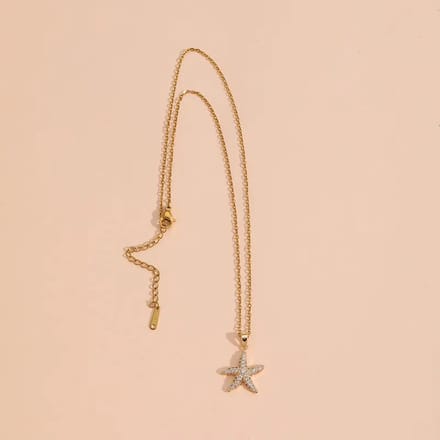 JewelGalerie - Ketting-Ster-Diamantjes-Goud