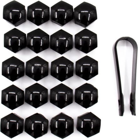 Wielmoerkapjes 19mm - Set van 20 stuks - Glans-zwart - Moer Cover Auto