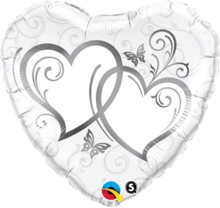 Qualatex - Folieballon - Hart - Verstrengelde harten - Zonder vulling - 43cm