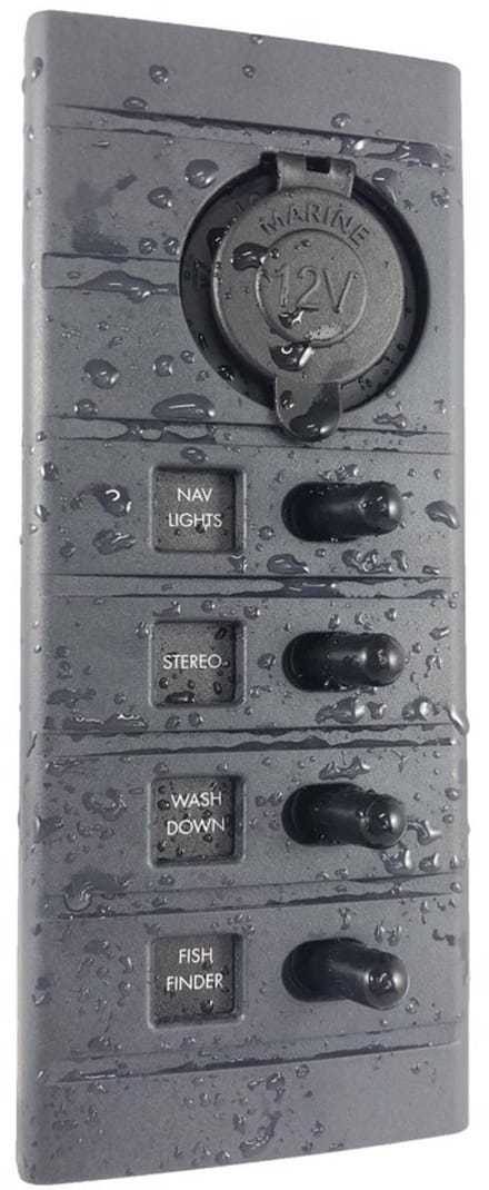 Connex 4-voudig 12V Schakelpaneel met zekeringen, verlichting en plug