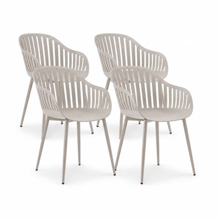 DS4U® - Harry tuinstoel - Set van 4 - Beige - Kunststof - Kuipstoel