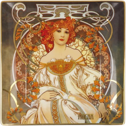 Goebel - Alphonse Mucha | Schaal Dagdromen | Porselein - 12cm - met echt goud