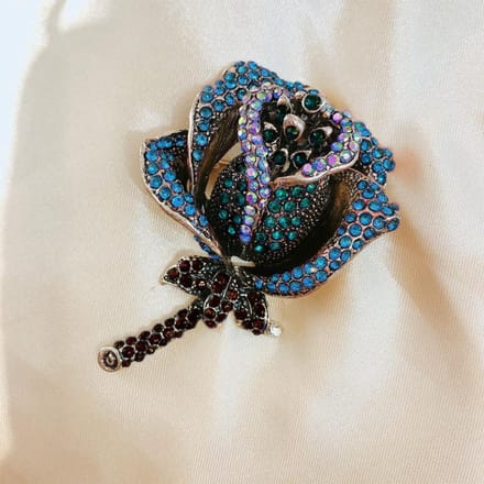 Hanger Vintage Roos Bloem Vrouwen Broche Speld Roze Strass Kristal gray