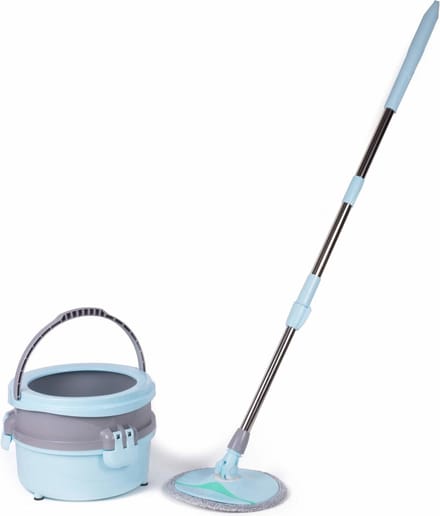 Benson Mop & emmer set - 360° draaiend systeem - Inclusief 123 cm steel - Grijs