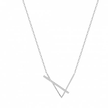 Ketting zilver driehoek zirkonia - Charme Bijoux
