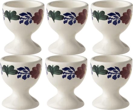 Eierdopjes Boerenbont Aardewerk set van 6 stuks