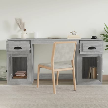 vidaXL - Bureau - met - kast - bewerkt - hout - grijs - sonoma - eikenkleurig