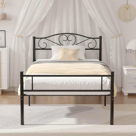 Eenpersoons Bedframe 90x190 cm Metaal Zwart - Stevig & Ruimtebesparend