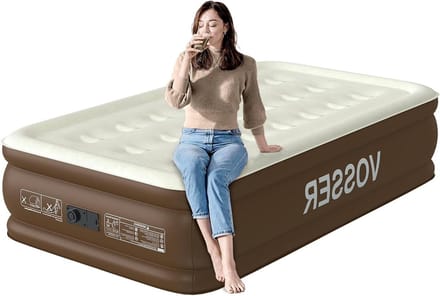 Luchtbed met Pomp - Opblaasbaar Matras - Logeren Thuis - Ingebouwde Pomp - 457 cm Hoog - Kaki