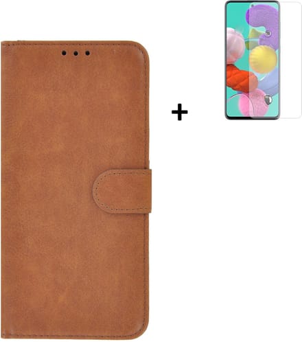 Samsung Galaxy A52 Hoesje - Samsung Galaxy A52 Screenprotector - Samsung A52 Hoes Wallet Bookcase Bruin + Screenprotector