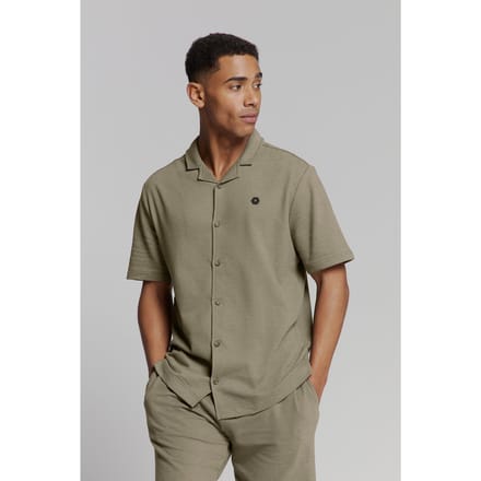 No Excess Shirt Short Sleeve Jersey Revers Collar Solid Terry Dark Mos Größe: S | Casual hemden Outlet | Herren