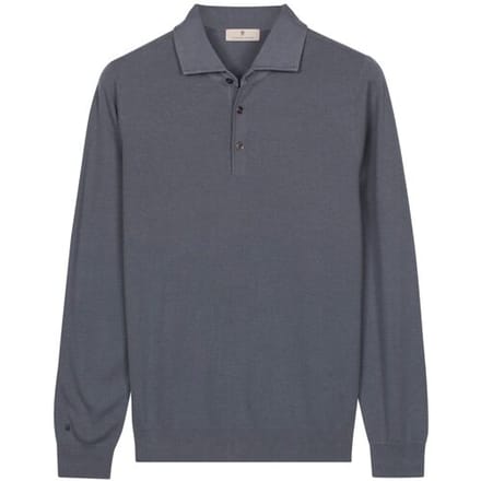 Thomas Maine Trui Solid Color Half Milano Knit Storm Blue / male