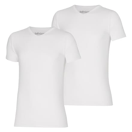 Bamboe T-Shirt heren - V hals - Wit - 2-Pak - L