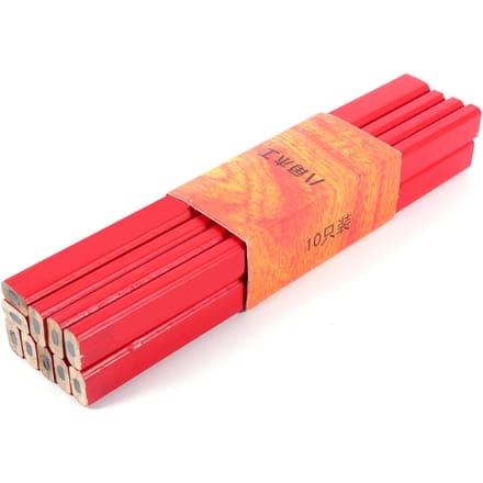 10 stuks/pak 175 mm achthoekig hard rood timmermanspotlood voor houtbewerking orange