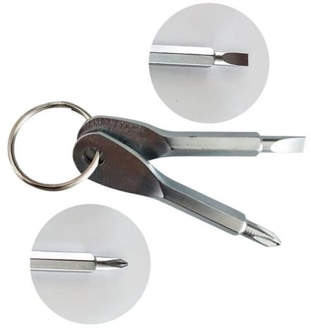 Schroevendraaierset 2-delig (Plat + Kruis) met Sleutelhanger - Compacte Schroevendraaiers voor Onderweg
