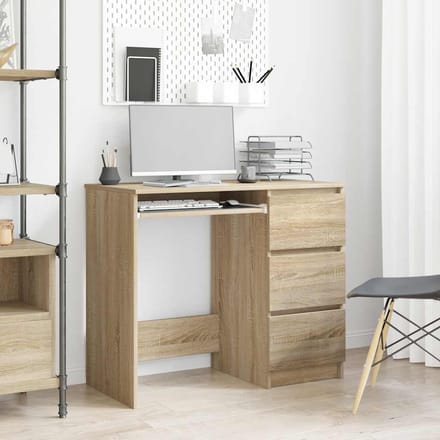 vidaXL - Bureau - 90x45x76 - cm - bewerkt - hout - sonoma - eikenkleurig