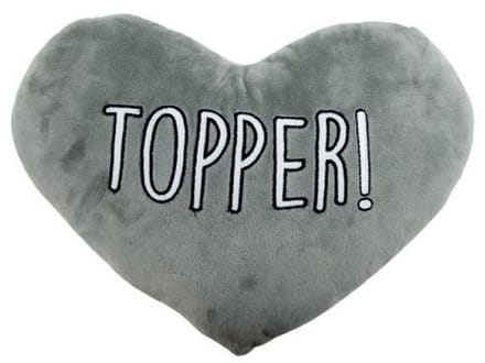 Kussen - hart - Topper - Knuffelhart - 35 cm - grijs