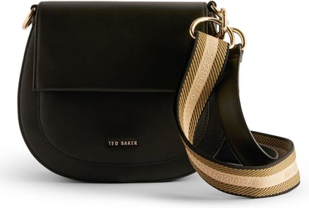 Ted Baker Leren Schoudertas Darcell Branded Webbing Satchel Cross Body Jet - Black Zwart