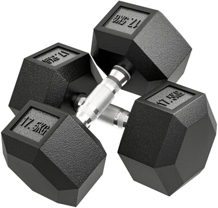 Kurzhantel - 35 kg - Rutschfest - Zwart/Silber