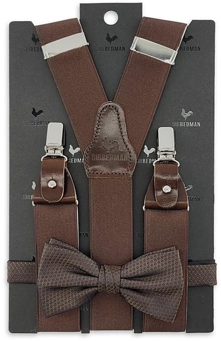 Sir Redman - Bretels met strik - bretels combi pack Majestic Mist Dark Brown - donkerbruin