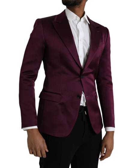 Bordeaux Satijnen Blazer Slim Fit