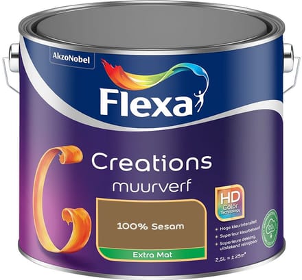 Flexa - Creations Muurverf Extra Mat - 100% Sesam - Mengverf - 2,5 L