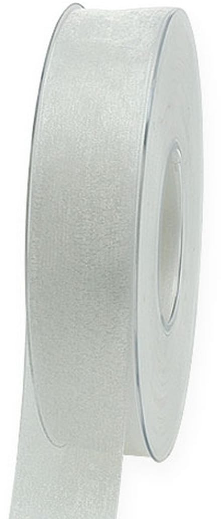 Organza lint cadeaulint wit lint zelfkant 25mm 50m