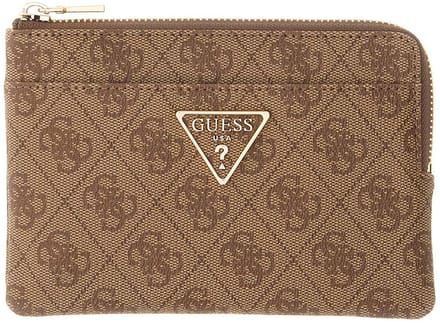 GUESS kaarthoes sleutelgeval Laurel II SLG Key Ring Pouch Latte Logo Lichtbruin