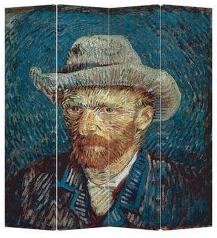 Fine Asianliving Kamerscherm Scheidingswand B160xH180cm 4 Panelen Van Gogh Portret