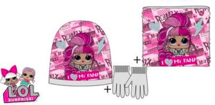 LOL Surprise - Winterset - Muts / Sjaal / Handschoenen - Roos  - Multi - 54 cm