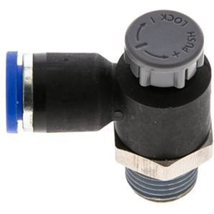 L-stuk Regelventiel 8 mm - R1/4'' Regeling-Uit Messing/Nylon Borgmoer