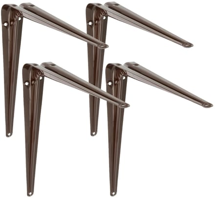 4x amig plankdrager- planksteun - van metaal - gelakt bruin - h300 x b250 mm
