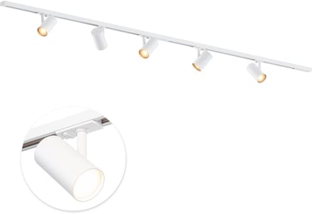 Qub Viror Railverlichting - Wit - 200 cm - I-Vorm - 5x GU10 Spots - Dimbaar - Complete Set