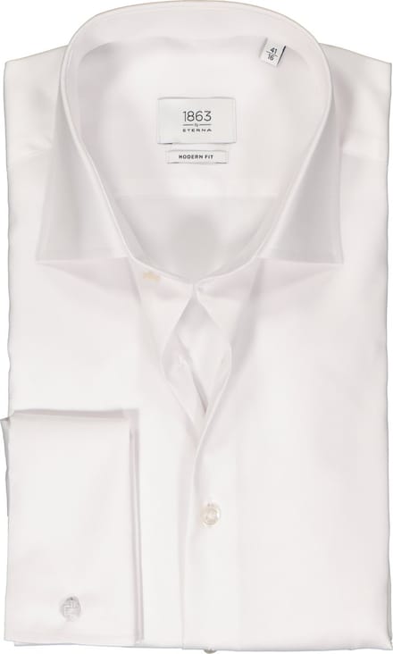 ETERNA modern fit overhemd - twill - wit - Strijkvrij - Boordmaat: 43