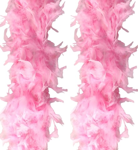 Veren Boa - 2 stuks - Carnaval verkleedaccessoire - lichtroze - 180 cm