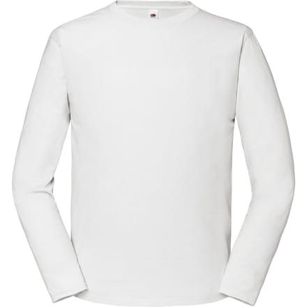 Fruit of the Loom Heren Iconic Premium Effen T-shirt met lange mouwen (Wit)