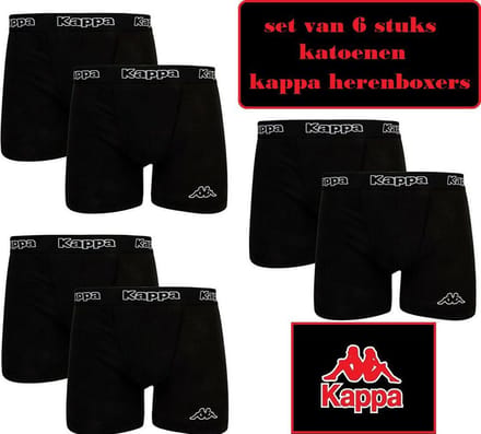 Kappa katoenen boxers 6 stuks zwart maat S