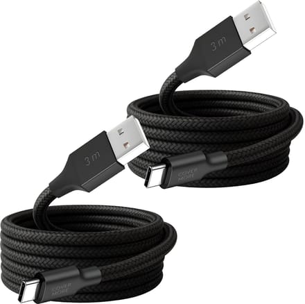 Usb naar usb C kabel - Oplader - Usb C kabel - Oplaadkabel voor smartphone en tablet - 2 stuks - 3 meter - Lang - Stevig - Zwart