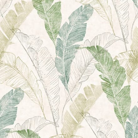 DUTCH - WALLCOVERINGS - Behang - Tropical - Leaf - grijs - en - groen