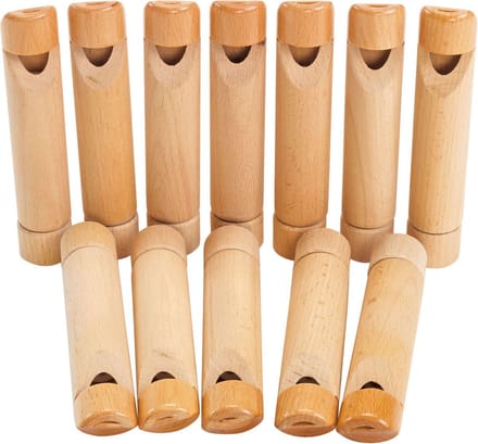 Colorations houten schuiffluitje muziekset - versierbare fluitjes 12 stuks.