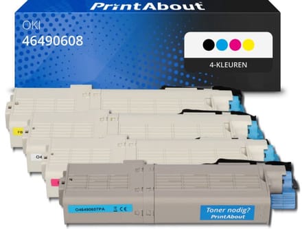 PrintAbout huismerk Toner 46490608 4-kleuren Multipack Geschikt voor OKI
