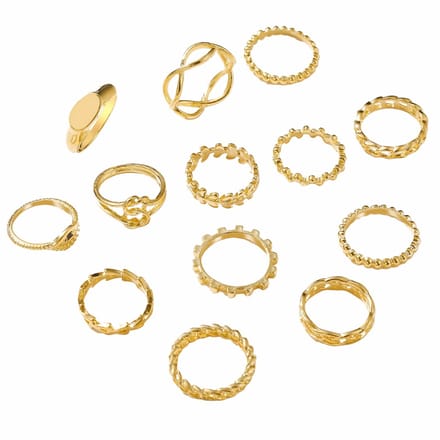 Fako Bijoux® - Bohemian Stijl Ringenset - Ringen Set - Orinoco - 13-Delig - Goudkleurig