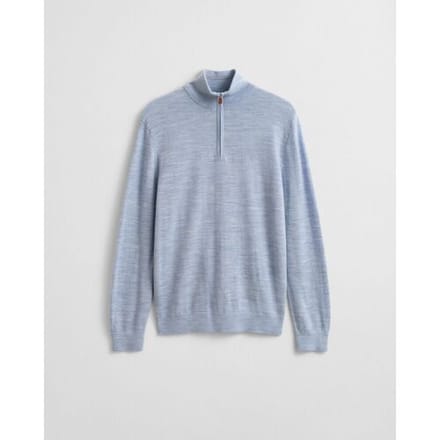 Gant Trui Extrafine Merino Wool Half Zip Light Blue Melange / male