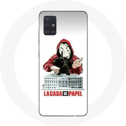 Samsung Galaxy A51 hoesje la casa de papel mask logo witte achtergrond wit