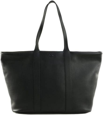 LACOSTE Leren Shopper Schoudertas Shopping Bag Noir Zwart