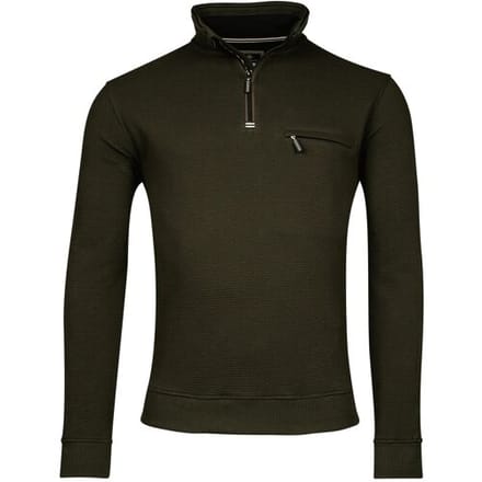 Baileys Trui Uni Color High Low Texture Sweat Half Zip Interlock Donker Groen / male