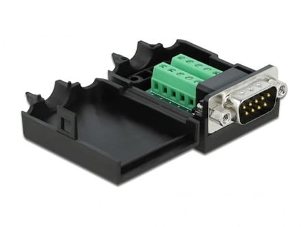 Delock - RS232 Terminal Block Adapter - 9-pins SUB-D Male - 10-pins Schroefterminal - Met Behuizing