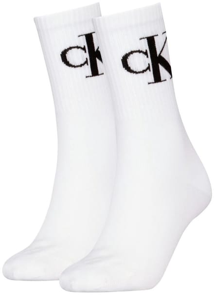 Calvin Klein 2-paar Crew dames sokken - Logo - katoen - 38 - Wit