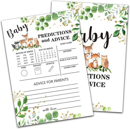 Voorspellings- en Advieskaarten Babyshower met Bosdierenthema - 30 Stuks